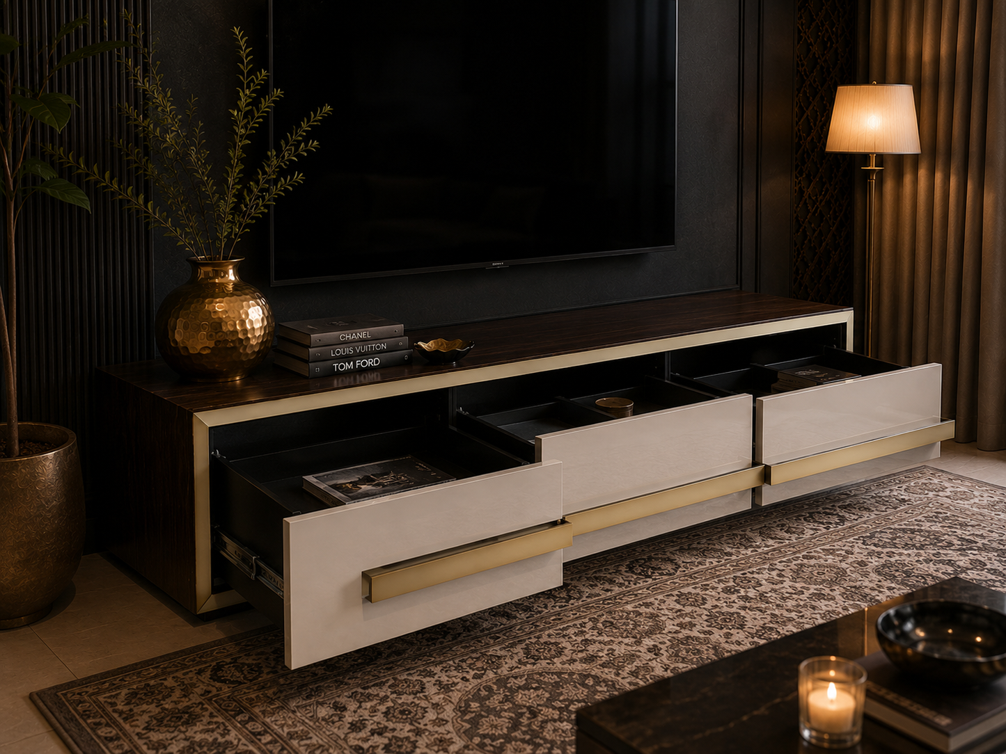 The Aurum Media Console — Luxe & Glam Collection