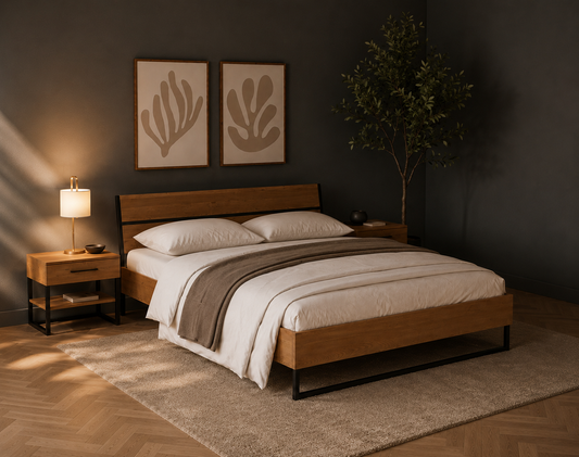 Oak Modern Bed - Modern